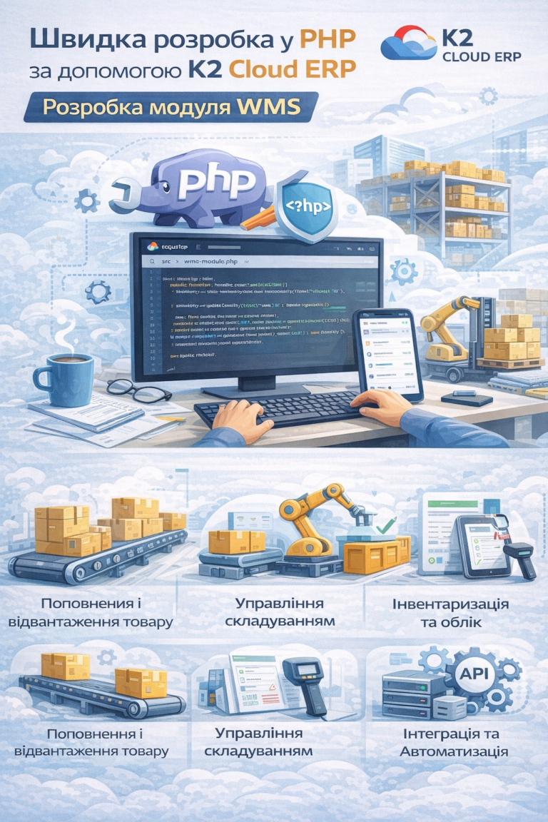 Швидка розробка в PHP за допомогою K2 ERP. Розробка модуля WMS + WMS/CRM/ТОІР: екосистема K…