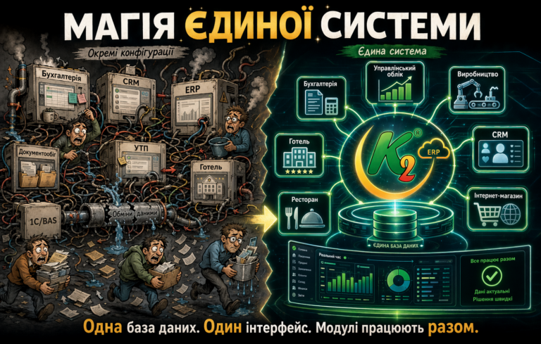 Магія єдиної системи + WMS/CRM/ТОІР: екосистема K2 ERP для росту