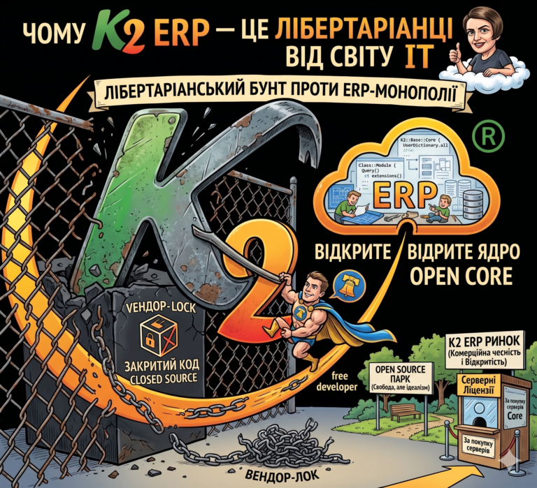 Open Source проти Відкритого коду + WMS/CRM/ТОІР: екосистема K2 ERP для росту