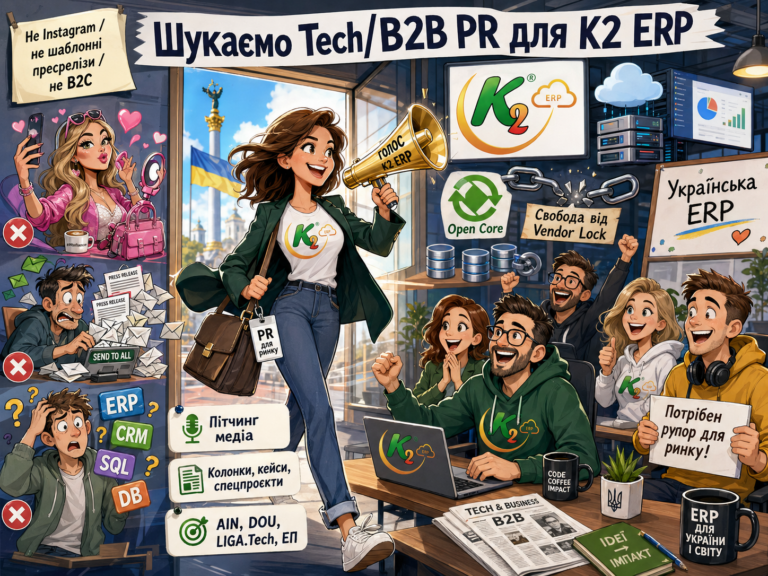 Шукаємо B2B Tech PR-менеджера, який допоможе нам “поховати” 1С/BAS в Україні + WMS/CRM/ТОІР: екос…