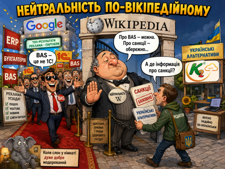 Wikipedia, BAS і нейтралітет + WMS/CRM/ТОІР: екосистема K2 ERP для росту