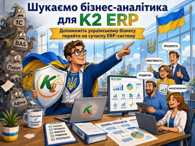Бізнес-аналітик / Функціональний консультант ERP + WMS/CRM/ТОІР: екосистема K2 ERP для росту