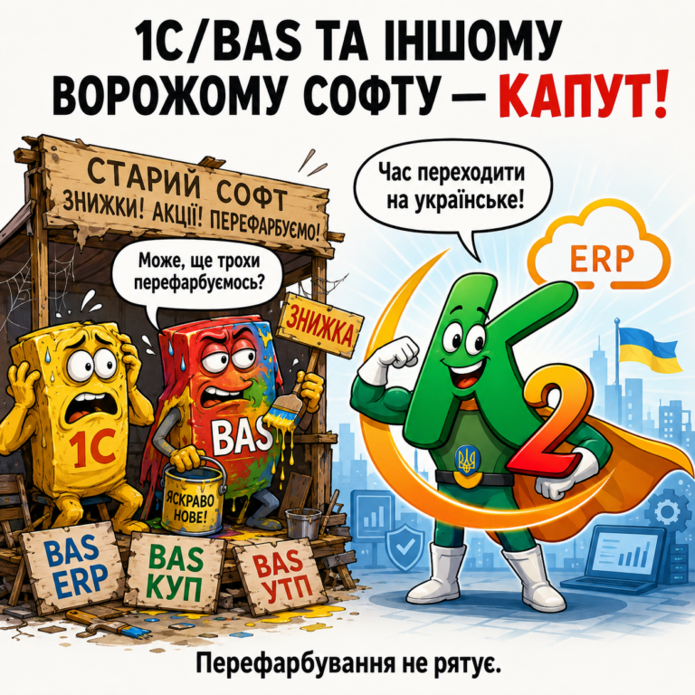 1С/BAS та іншому ворожому софту + WMS/CRM/ТОІР: екосистема K2 ERP для росту